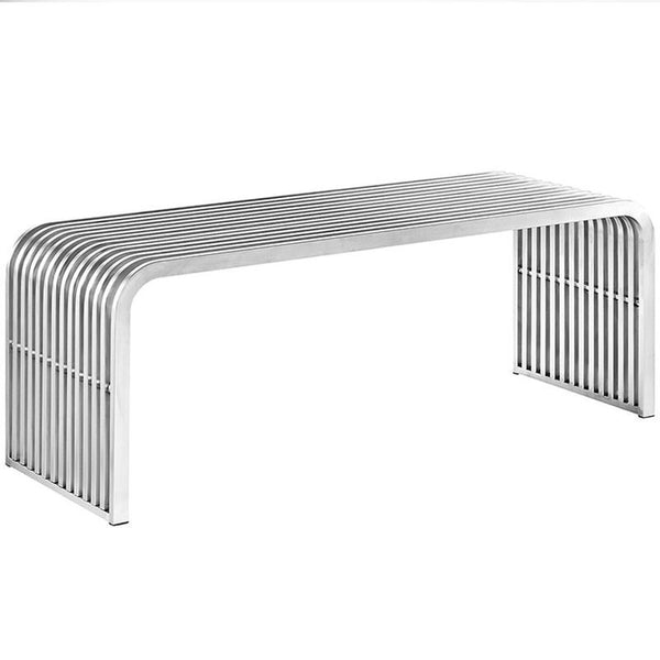 Pipe Stainless Steel Bench in Silver