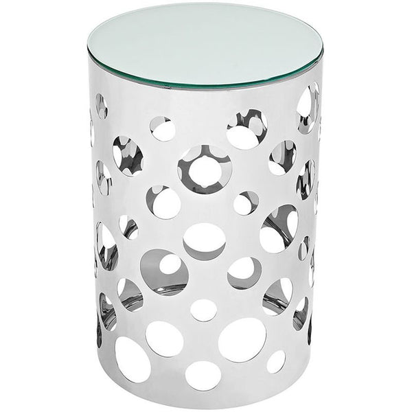 Etch Stainless Steel Side Table in Silver