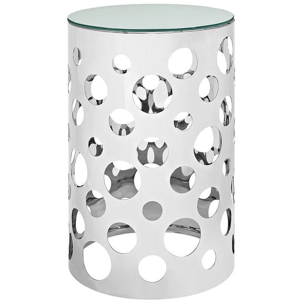 Etch Stainless Steel Side Table in Silver