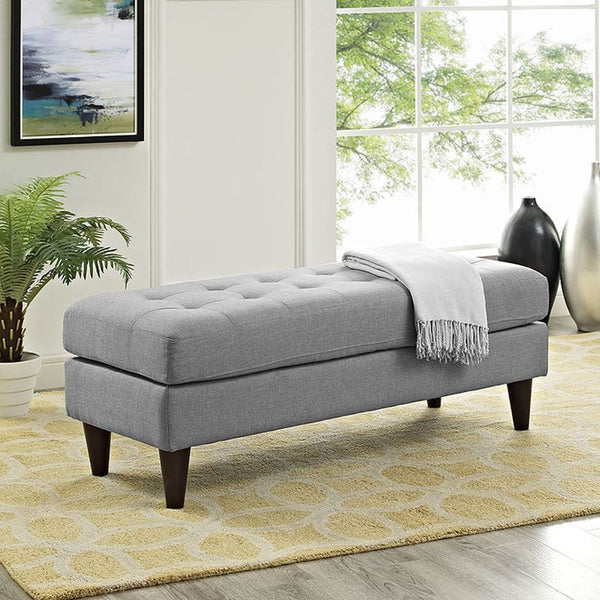 Empress Fabric Bench in Light Gray