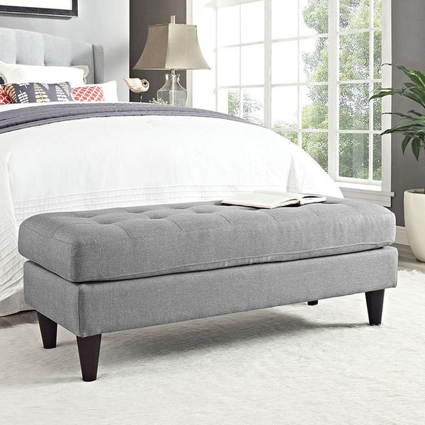 Empress Fabric Bench in Light Gray