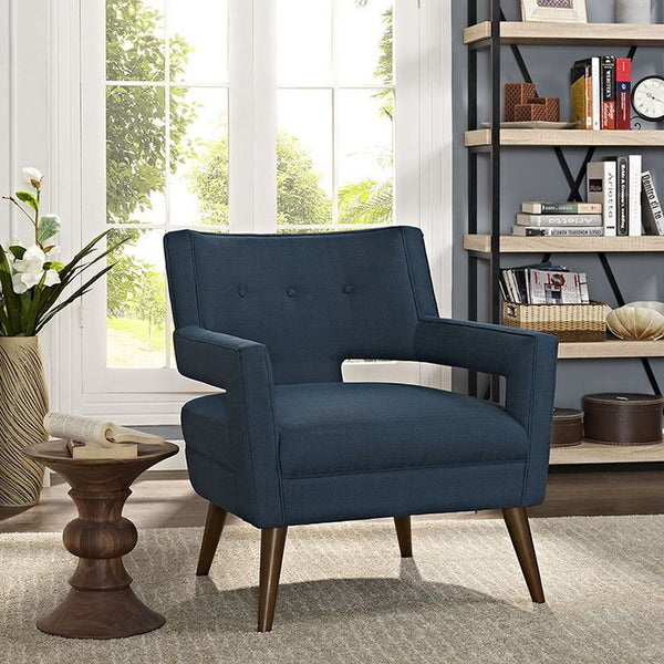 Sheer Fabric Armchair in Azure