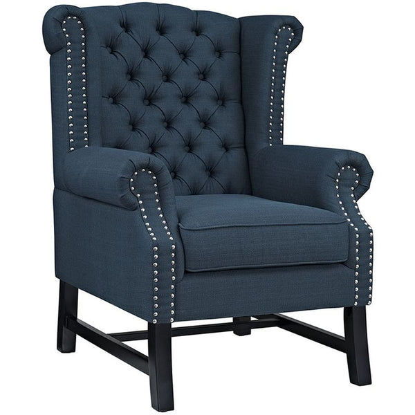 Steer Fabric Armchair in Azure