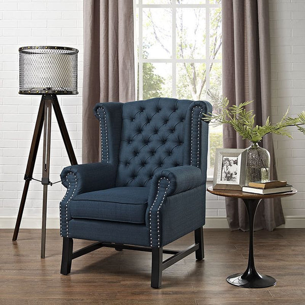 Steer Fabric Armchair in Azure
