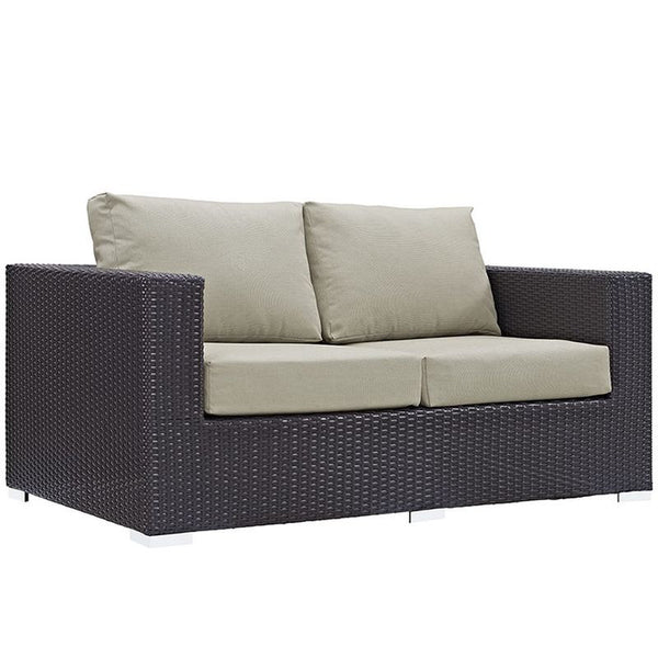 Convene 5 Piece Outdoor Patio Sofa Set in Espresso Beige