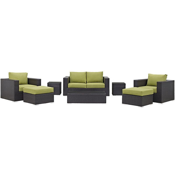 Convene 8 Piece Outdoor Patio Sofa Set in Espresso Peridot
