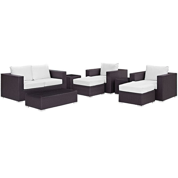 Convene 8 Piece Outdoor Patio Sofa Set in Espresso White