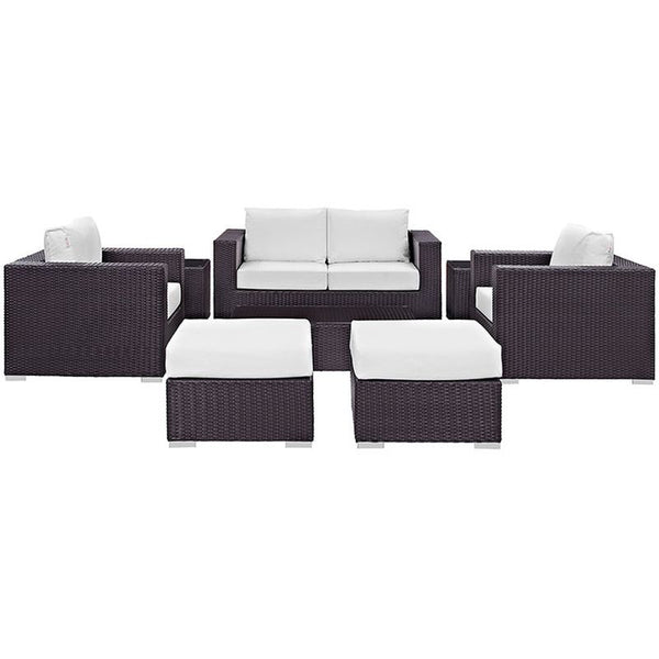 Convene 8 Piece Outdoor Patio Sofa Set in Espresso White