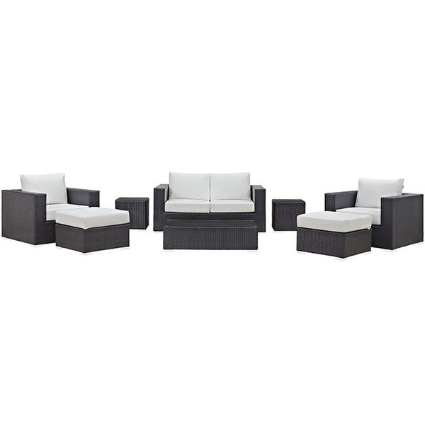 Convene 8 Piece Outdoor Patio Sofa Set in Espresso White