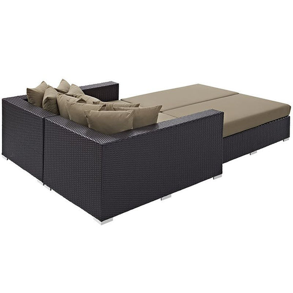 Convene 4 Piece Outdoor Patio Daybed in Espresso Mocha