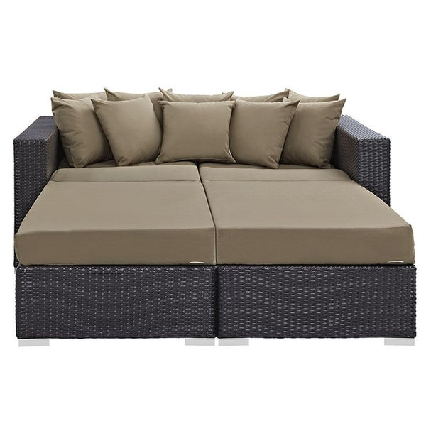 Convene 4 Piece Outdoor Patio Daybed in Espresso Mocha