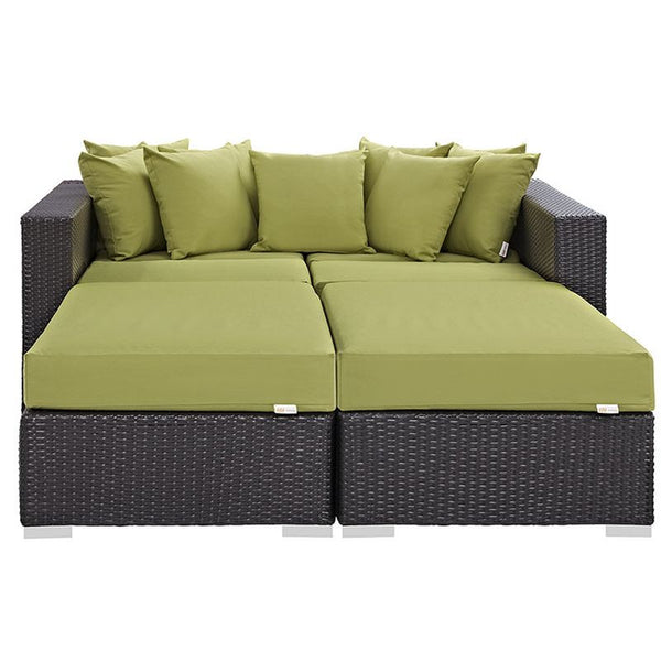 Convene 4 Piece Outdoor Patio Daybed in Espresso Peridot