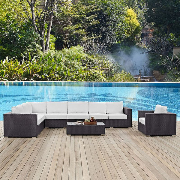 Convene 7 Piece Outdoor Patio Sectional Set in Espresso White