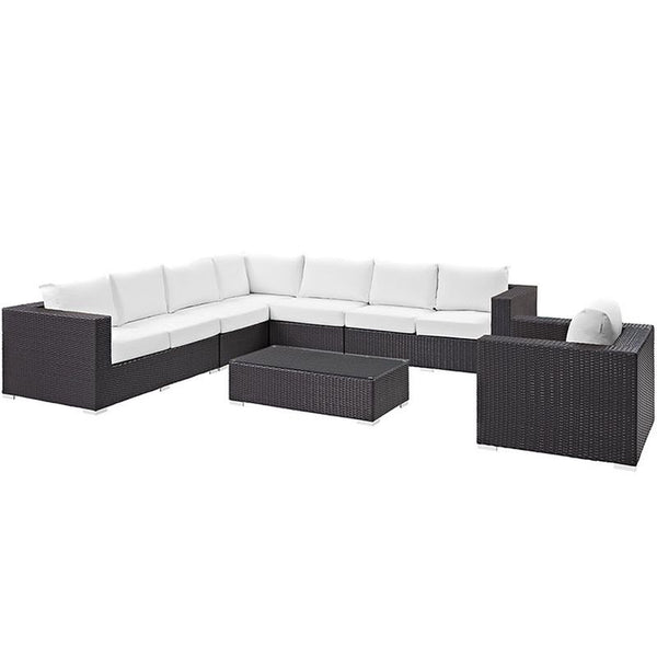 Convene 7 Piece Outdoor Patio Sectional Set in Espresso White