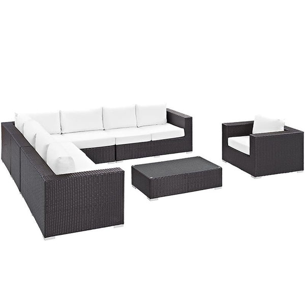 Convene 7 Piece Outdoor Patio Sectional Set in Espresso White