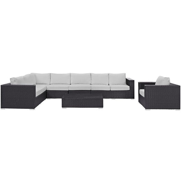Convene 7 Piece Outdoor Patio Sectional Set in Espresso White
