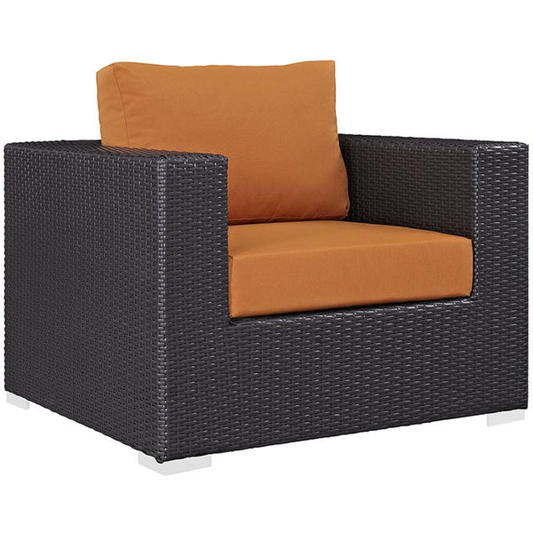 Convene 11 Piece Outdoor Patio Sectional Set in Espresso Orange