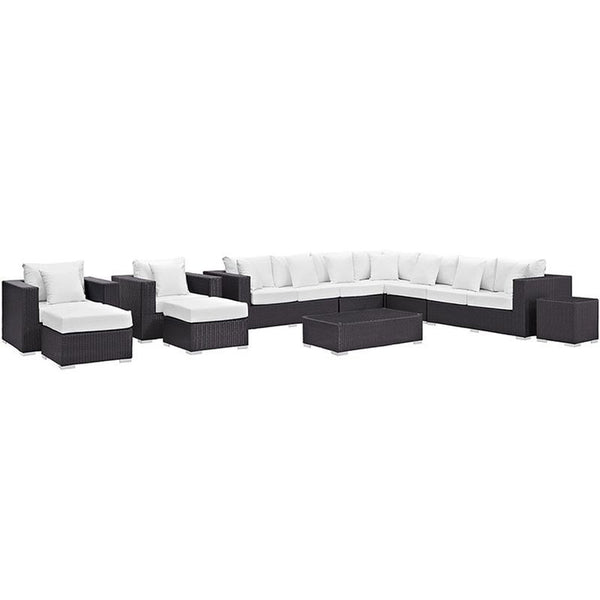 Convene 11 Piece Outdoor Patio Sectional Set in Espresso White