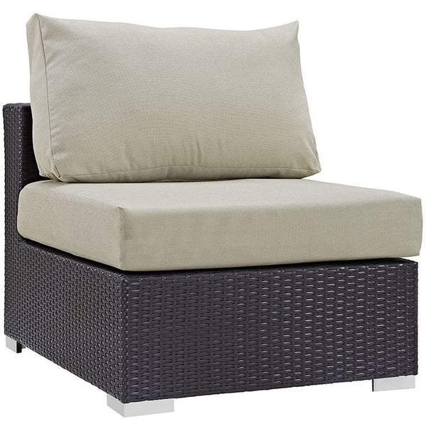Convene 5 Piece Outdoor Patio Sectional Set in Espresso Beige