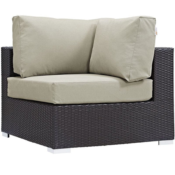 Convene 5 Piece Outdoor Patio Sectional Set in Espresso Beige