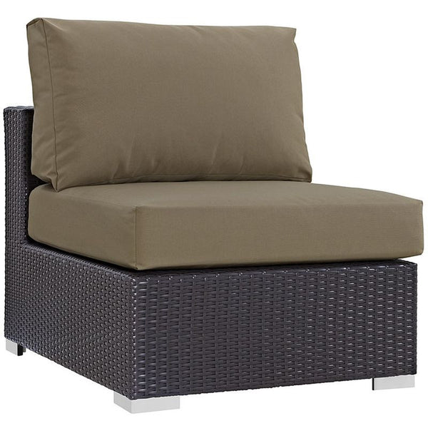 Convene 5 Piece Outdoor Patio Sectional Set in Espresso Mocha