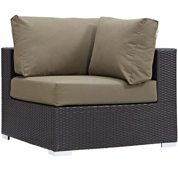 Convene 5 Piece Outdoor Patio Sectional Set in Espresso Mocha