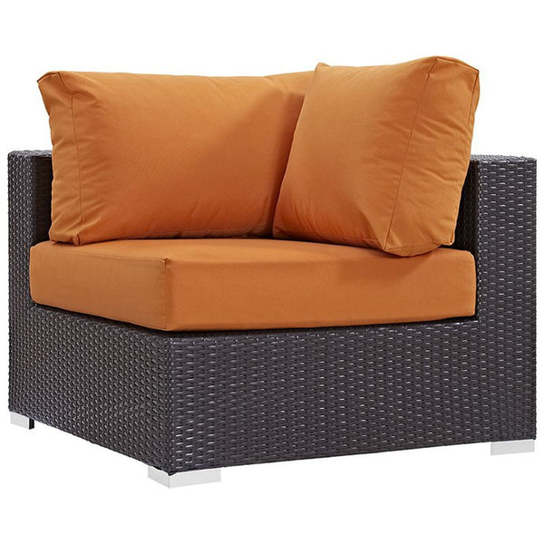 Convene 5 Piece Outdoor Patio Sectional Set in Espresso Orange