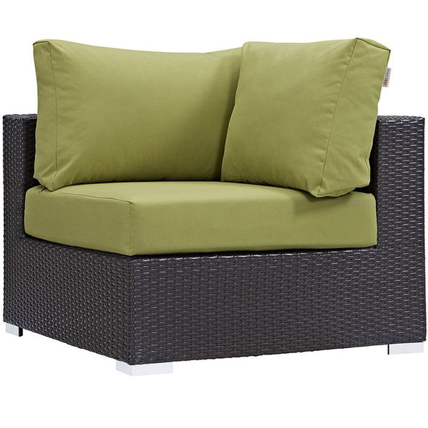 Convene 5 Piece Outdoor Patio Sectional Set in Espresso Peridot