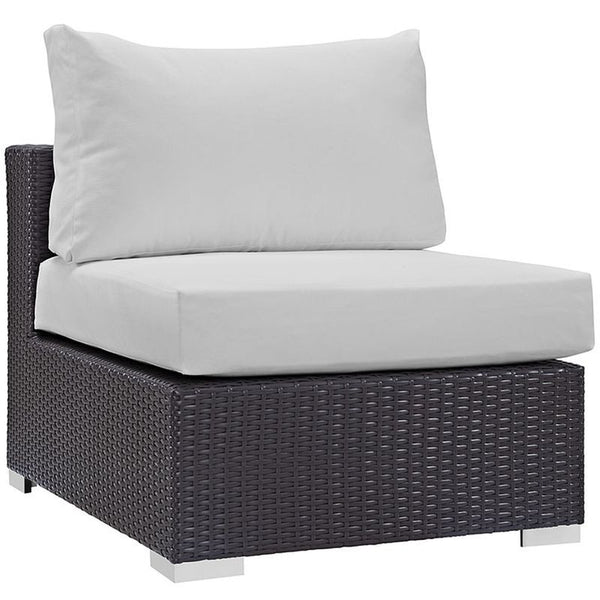 Convene 5 Piece Outdoor Patio Sectional Set in Espresso White