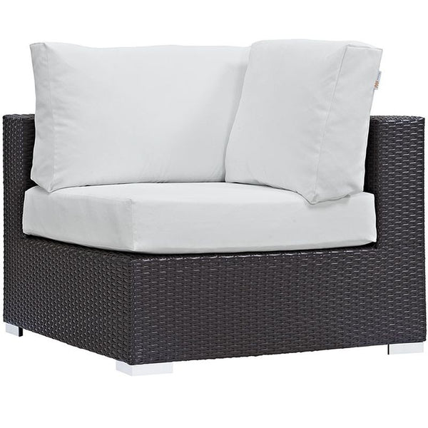 Convene 5 Piece Outdoor Patio Sectional Set in Espresso White