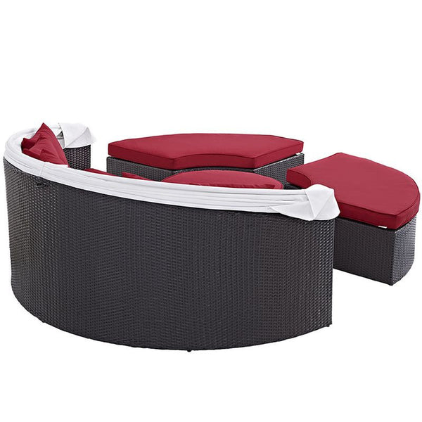 Convene Canopy Outdoor Patio Daybed in Espresso Red
