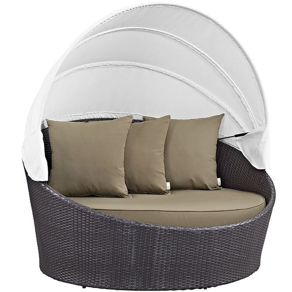 Convene Canopy Outdoor Patio Daybed in Espresso Mocha