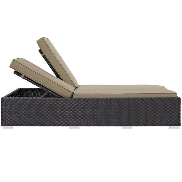 Convene Double Outdoor Patio Chaise in Espresso Mocha