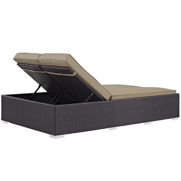 Convene Double Outdoor Patio Chaise in Espresso Mocha