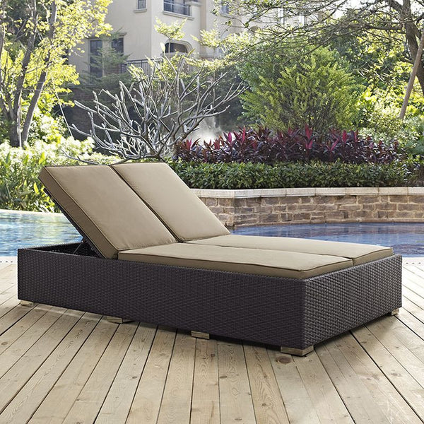 Convene Double Outdoor Patio Chaise in Espresso Mocha