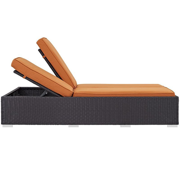 Convene Double Outdoor Patio Chaise in Espresso Orange