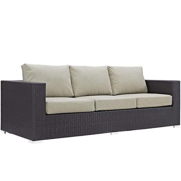 Convene 3 Piece Outdoor Patio Sofa Set in Espresso Beige