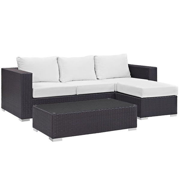 Convene 3 Piece Outdoor Patio Sofa Set in Espresso White