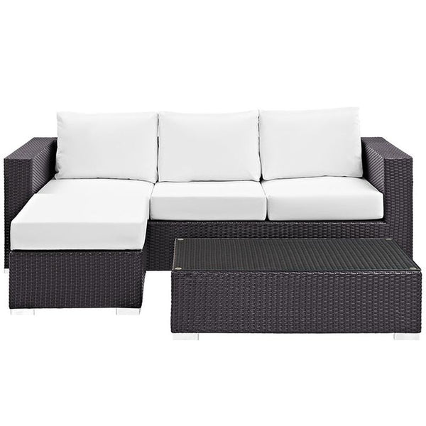 Convene 3 Piece Outdoor Patio Sofa Set in Espresso White