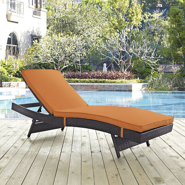 Convene Outdoor Patio Chaise in Espresso Orange