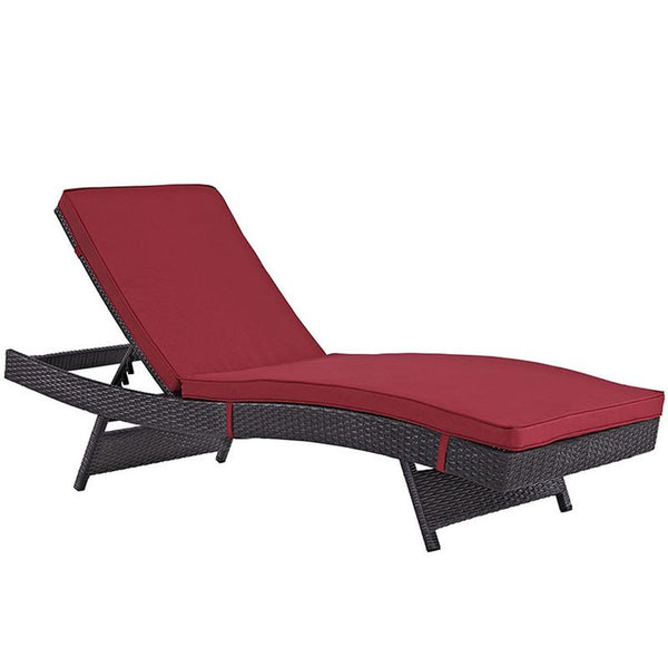 Convene Outdoor Patio Chaise in Espresso Red