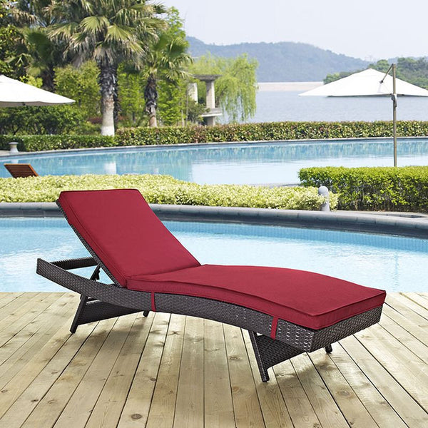 Convene Outdoor Patio Chaise in Espresso Red