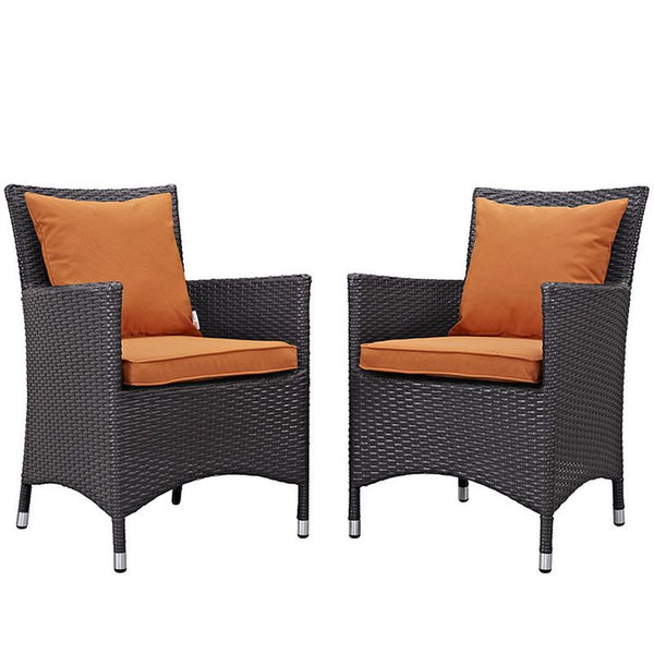 Convene 2 Piece Outdoor Patio Dining Set in Espresso Orange