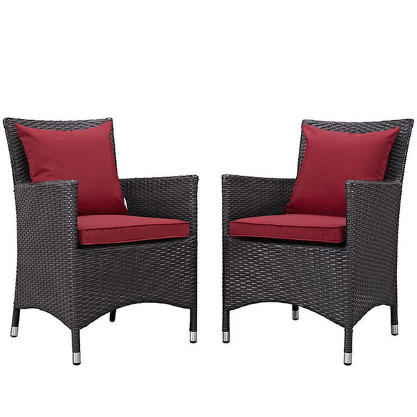 Convene 2 Piece Outdoor Patio Dining Set in Espresso Red