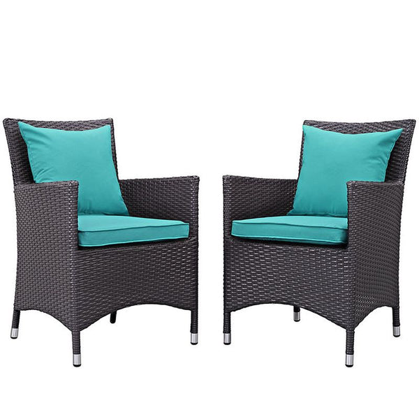 Convene 2 Piece Outdoor Patio Dining Set in Espresso Turquoise