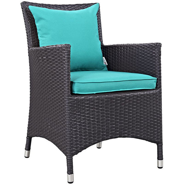 Convene 2 Piece Outdoor Patio Dining Set in Espresso Turquoise