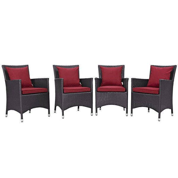 Convene 4 Piece Outdoor Patio Dining Set in Espresso Red