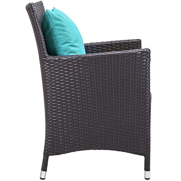 Convene 5 Piece Outdoor Patio Dining Set in Espresso Turquoise