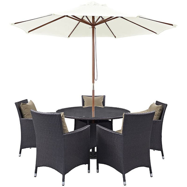 Convene 7 Piece Outdoor Patio Dining Set in Espresso Mocha