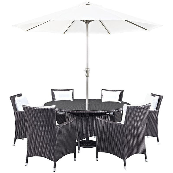 Convene 8 Piece Outdoor Patio Dining Set in Espresso White